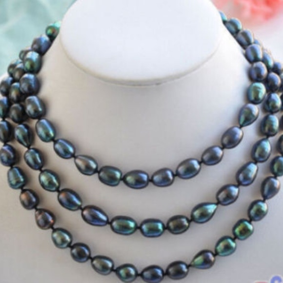 New Tahitian Black Natural Pearl Necklace - Picture 1 of 4